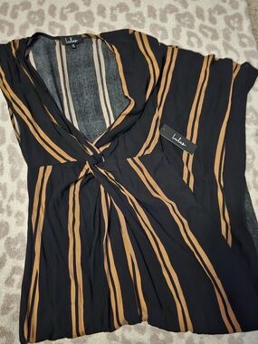 Lulu's Black Striped V-Neck Swim Cover-Up